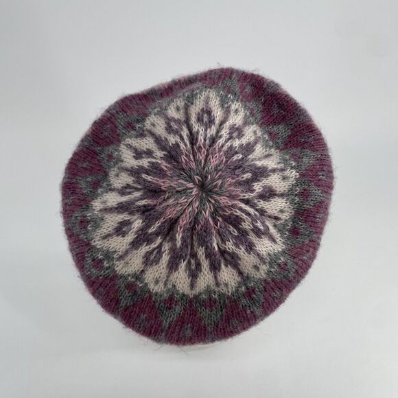 Vintage ARIS Fair Isle Knit Beret Tam O Shanter Acrylic USA Womens One Size - Picture 3 of 10